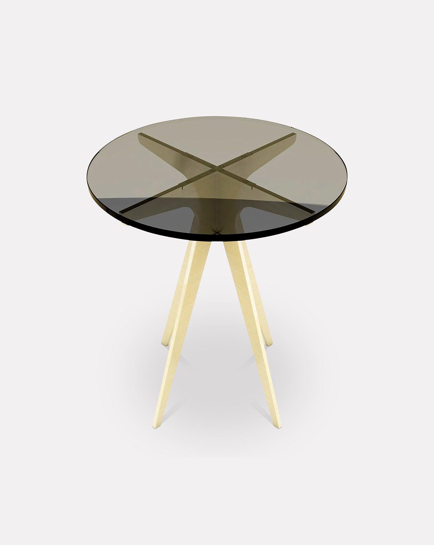 Table d'appoint en verre et métal bronzé