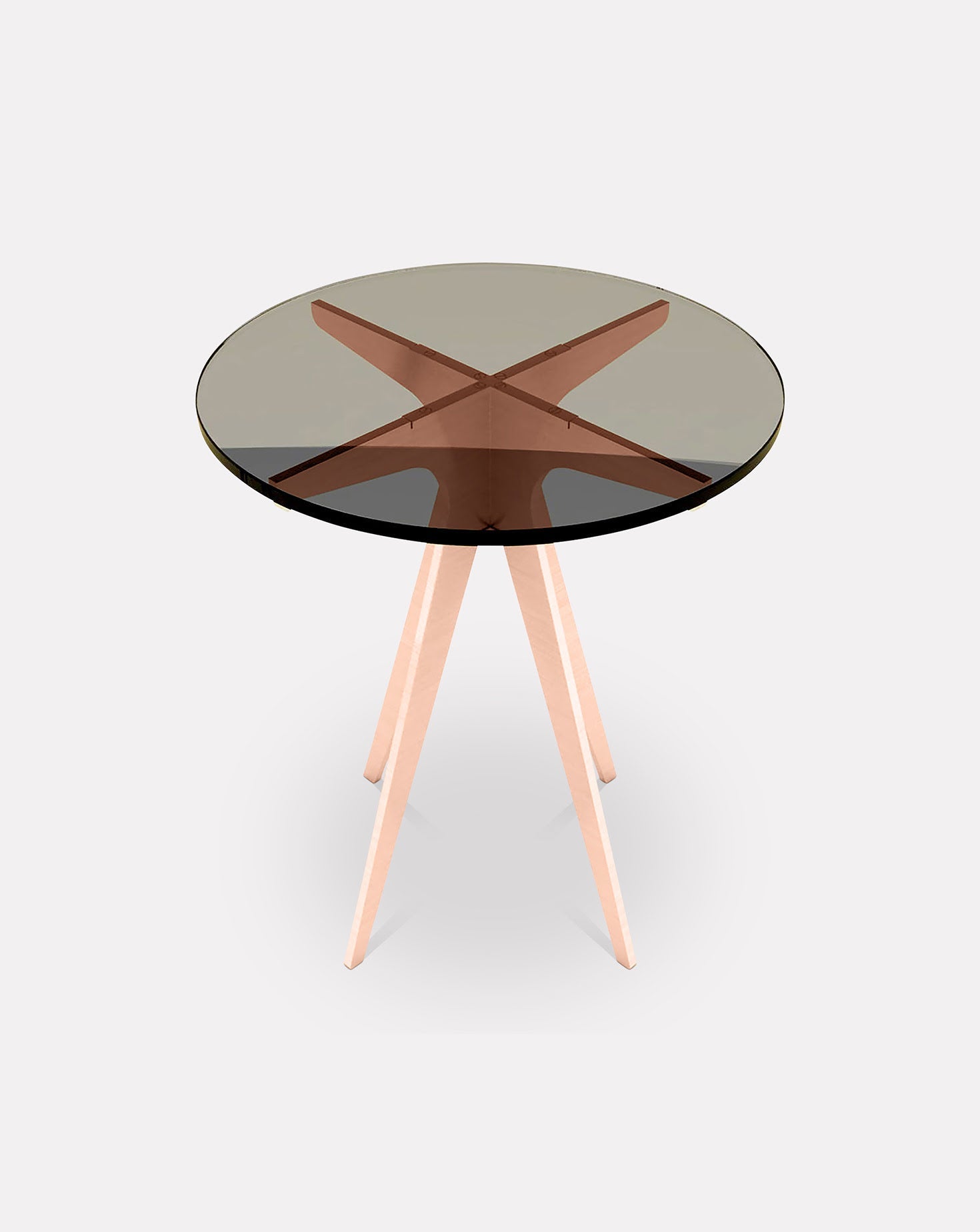 Table d'appoint en verre et métal bronzé