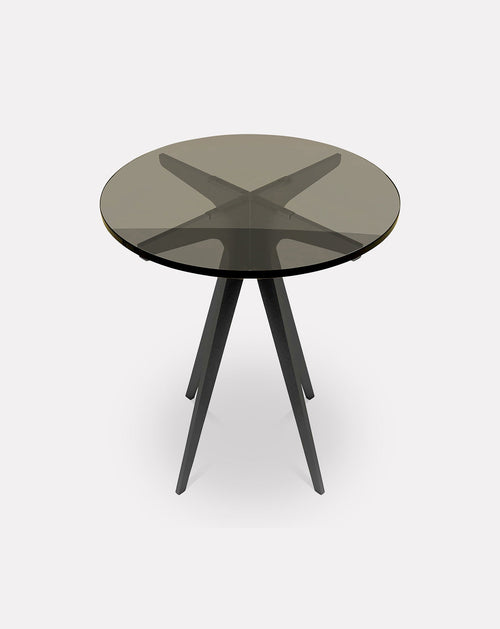 Table d'appoint en verre et métal bronzé