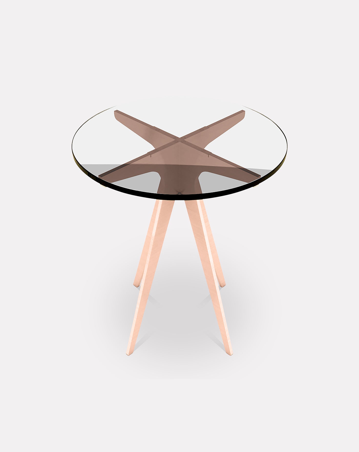 Table d'appoint en verre transparent et métal