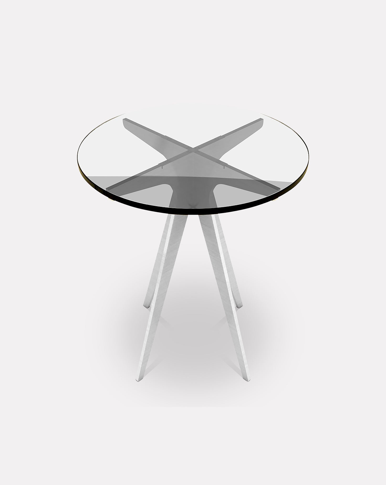 Table d'appoint en verre transparent et métal