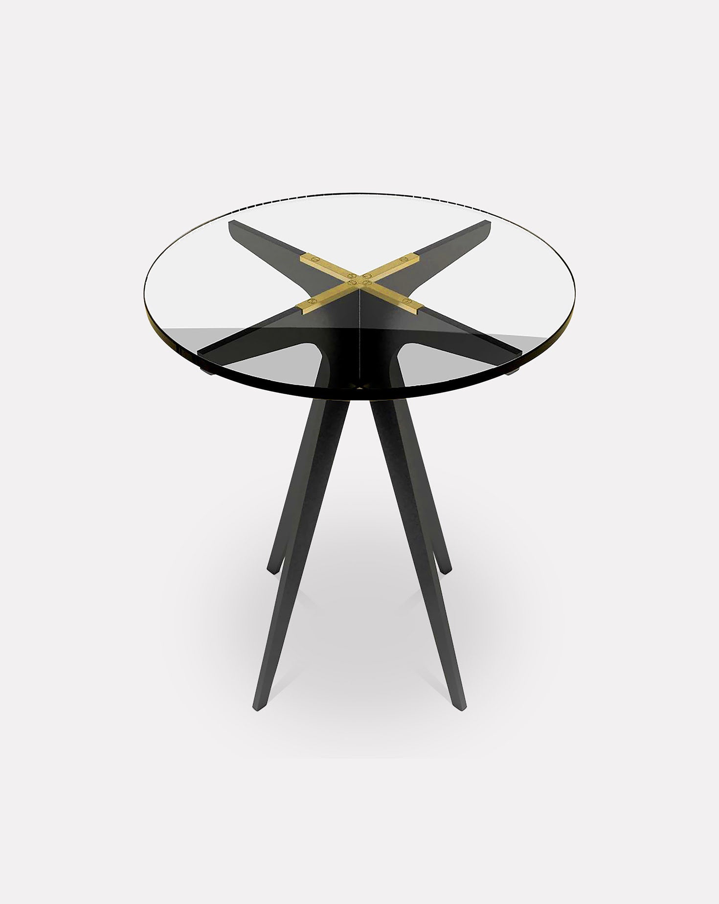 Table d'appoint en verre transparent et métal