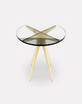 Table d'appoint en verre transparent et métal