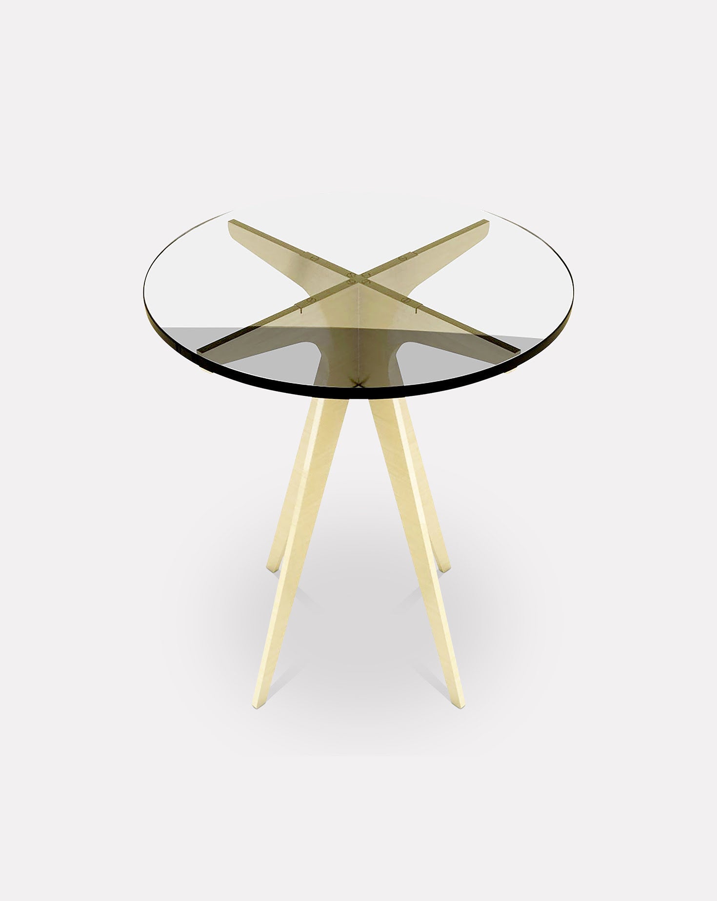 Table d'appoint en verre transparent et métal