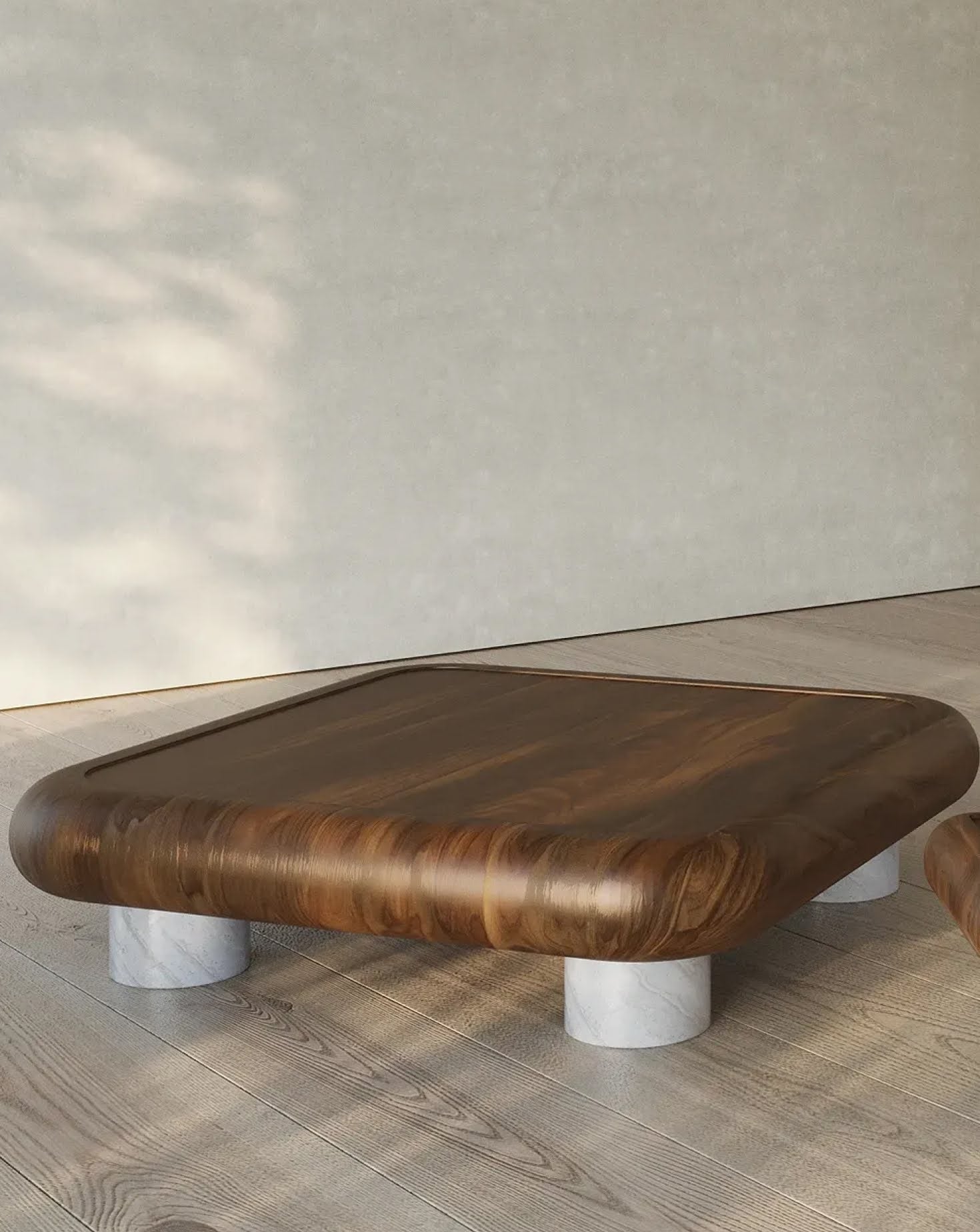 Table basse en bois et marbre