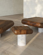 Table d'appoint bois et marbre