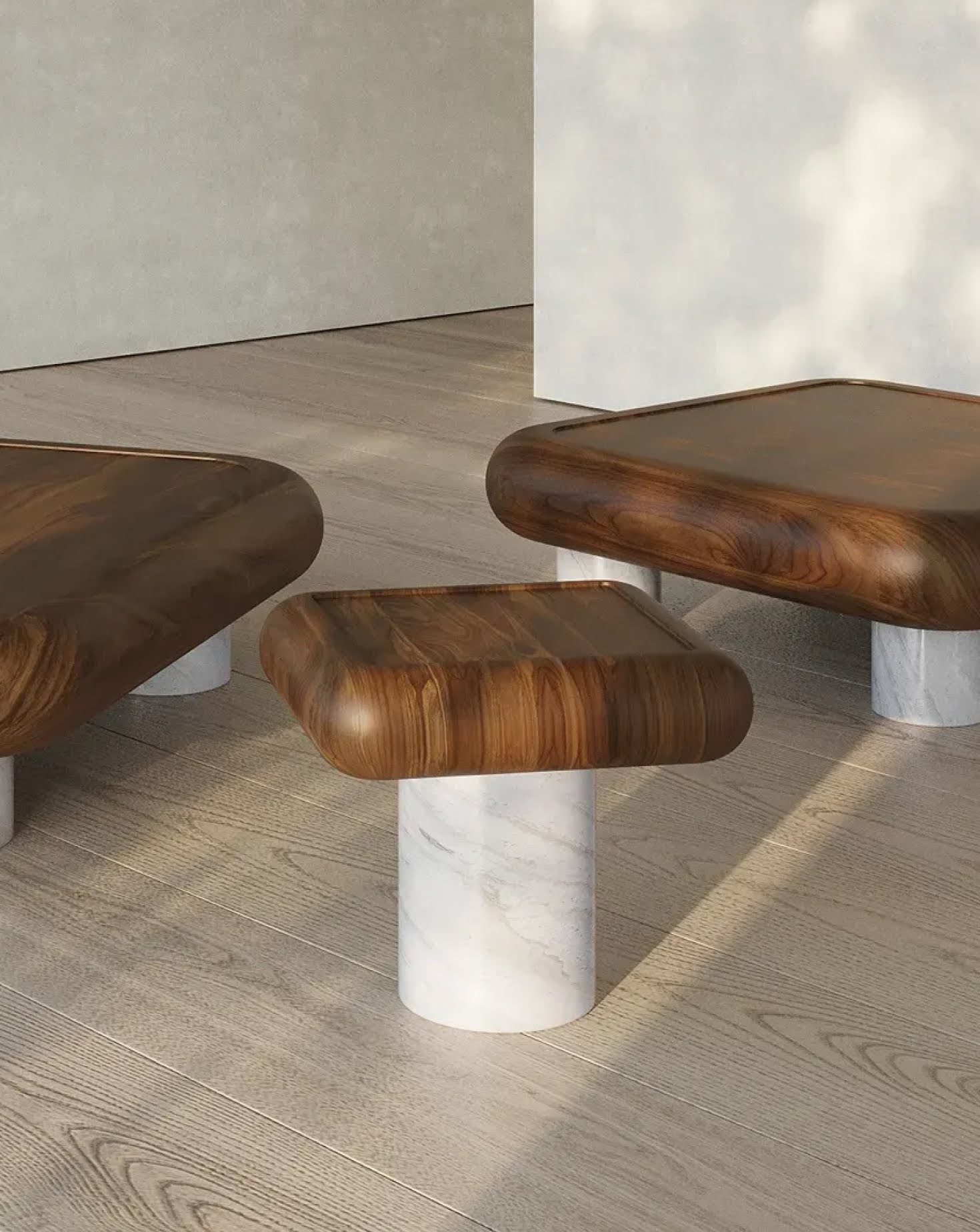 Table d'appoint bois et marbre