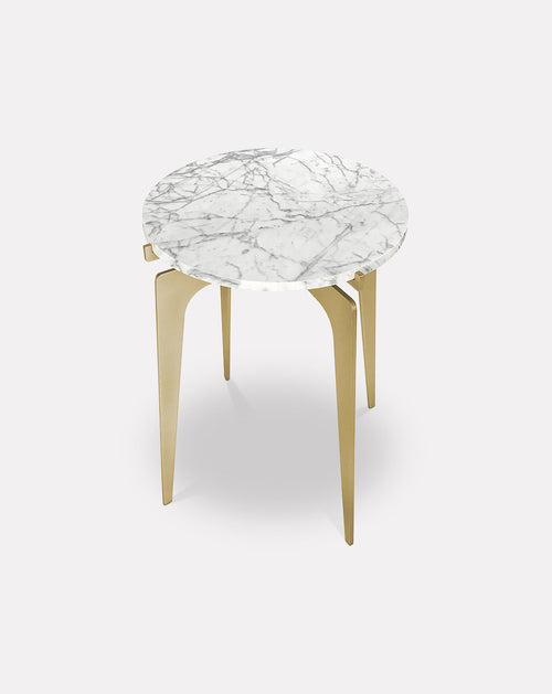 Table d'appoint  en marbre et métal