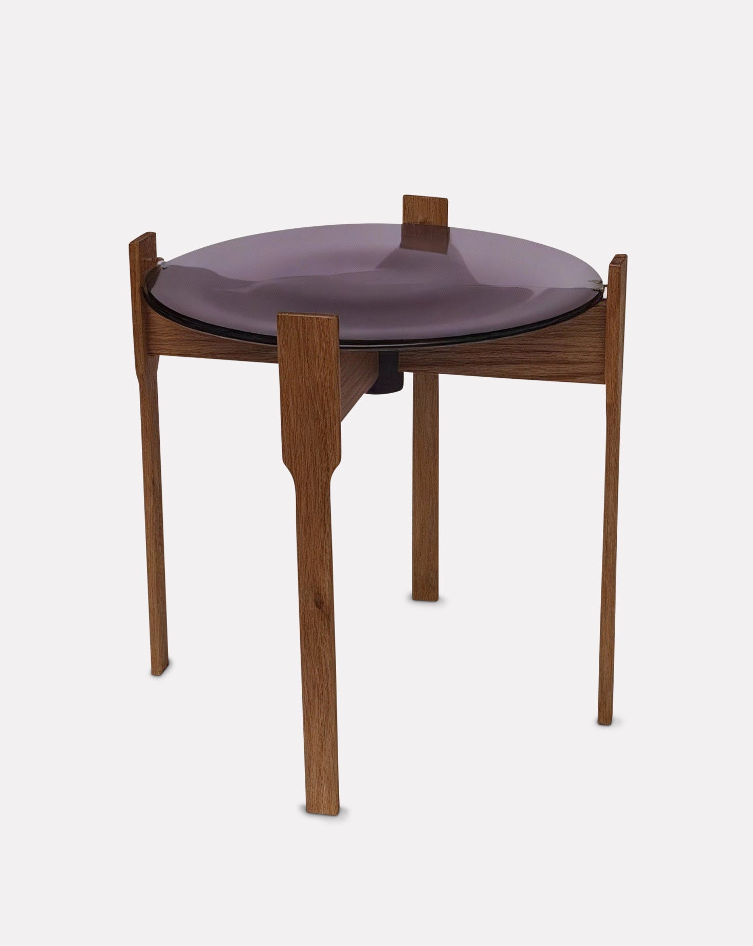 Table d'appoint avec plateau en bois et verre