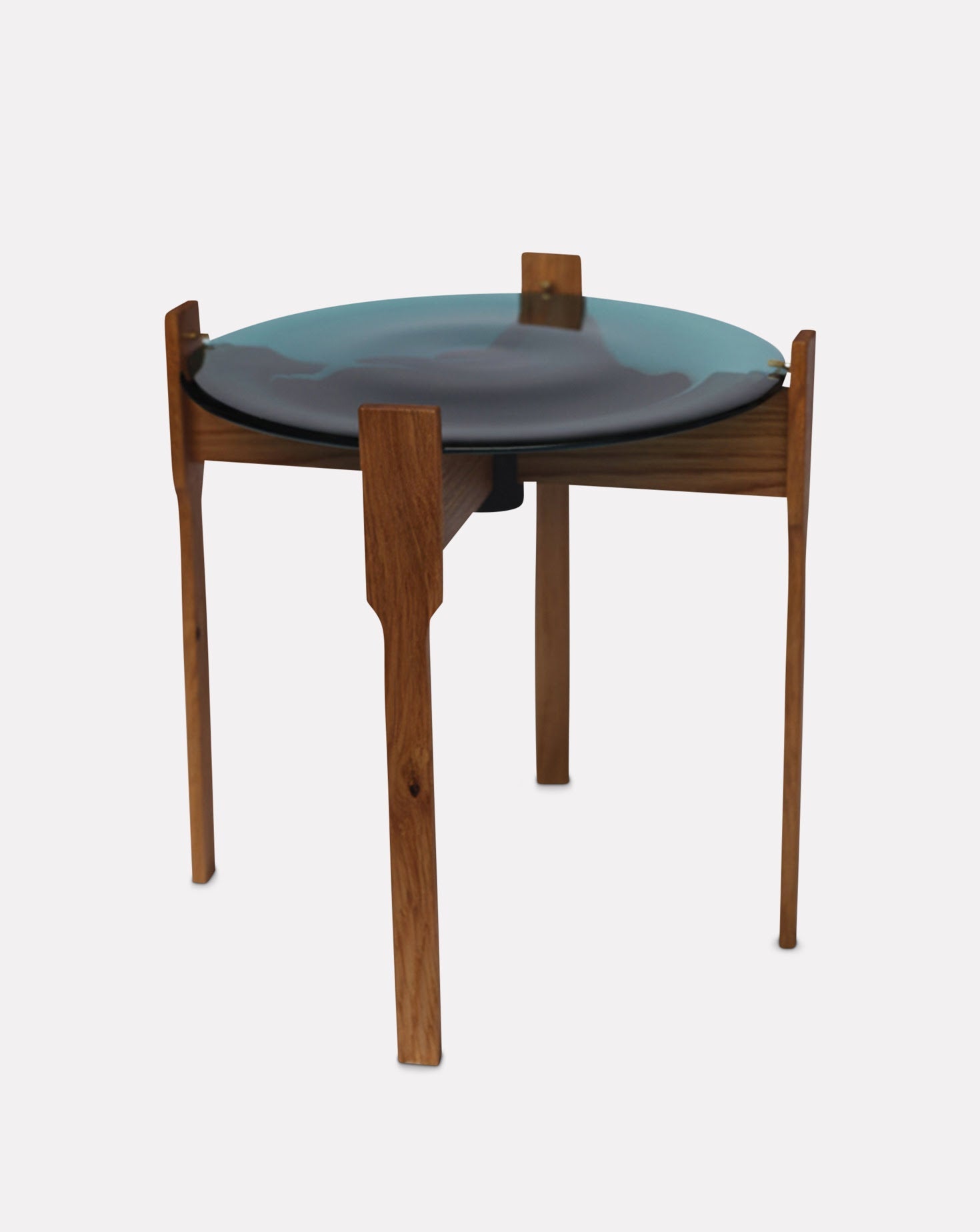 Table d'appoint avec plateau en bois et verre