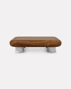 Table basse en bois et marbre