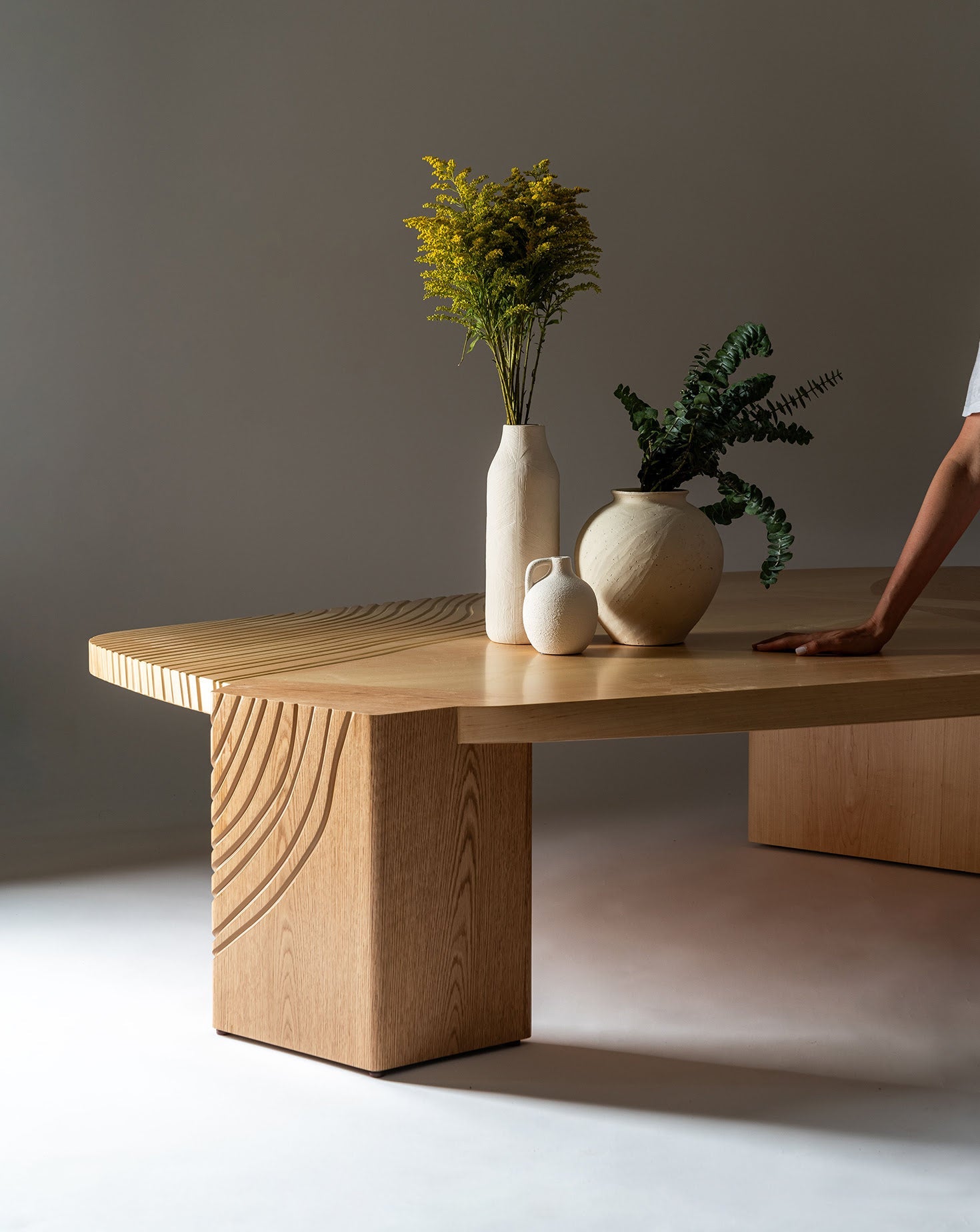 Table basse basse en bois d'érable naturel